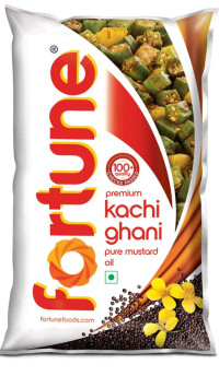 FORTUNE kachi ghani pure Mustard oil pouch ,sarson tel ,1 L